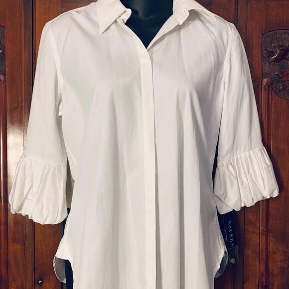 NWT RALPH LAUREN BUTTONUP RUFFLE SLEEVE BLOUSE xs - Picture 2 of 5